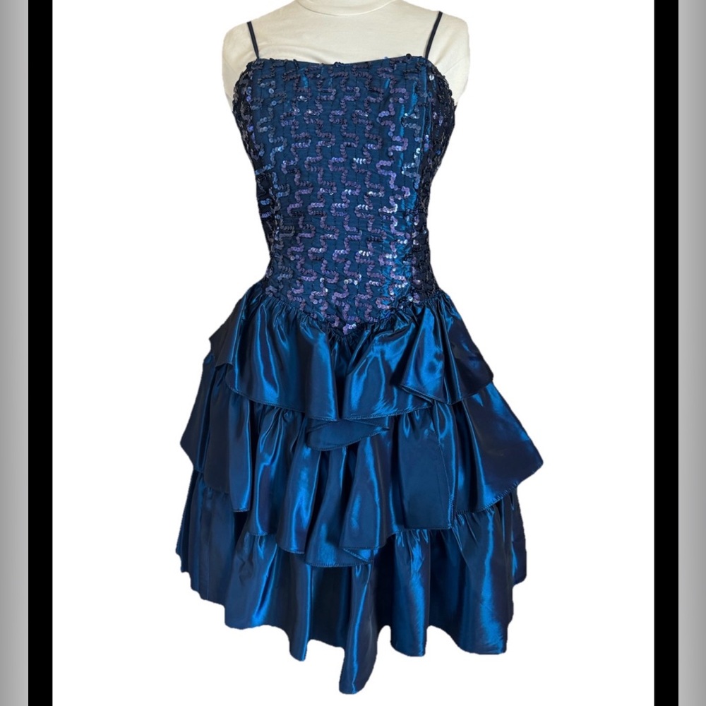 Vintage Gunne Sax by Jessica McClintock Taffeta Corset Back Dress 90s